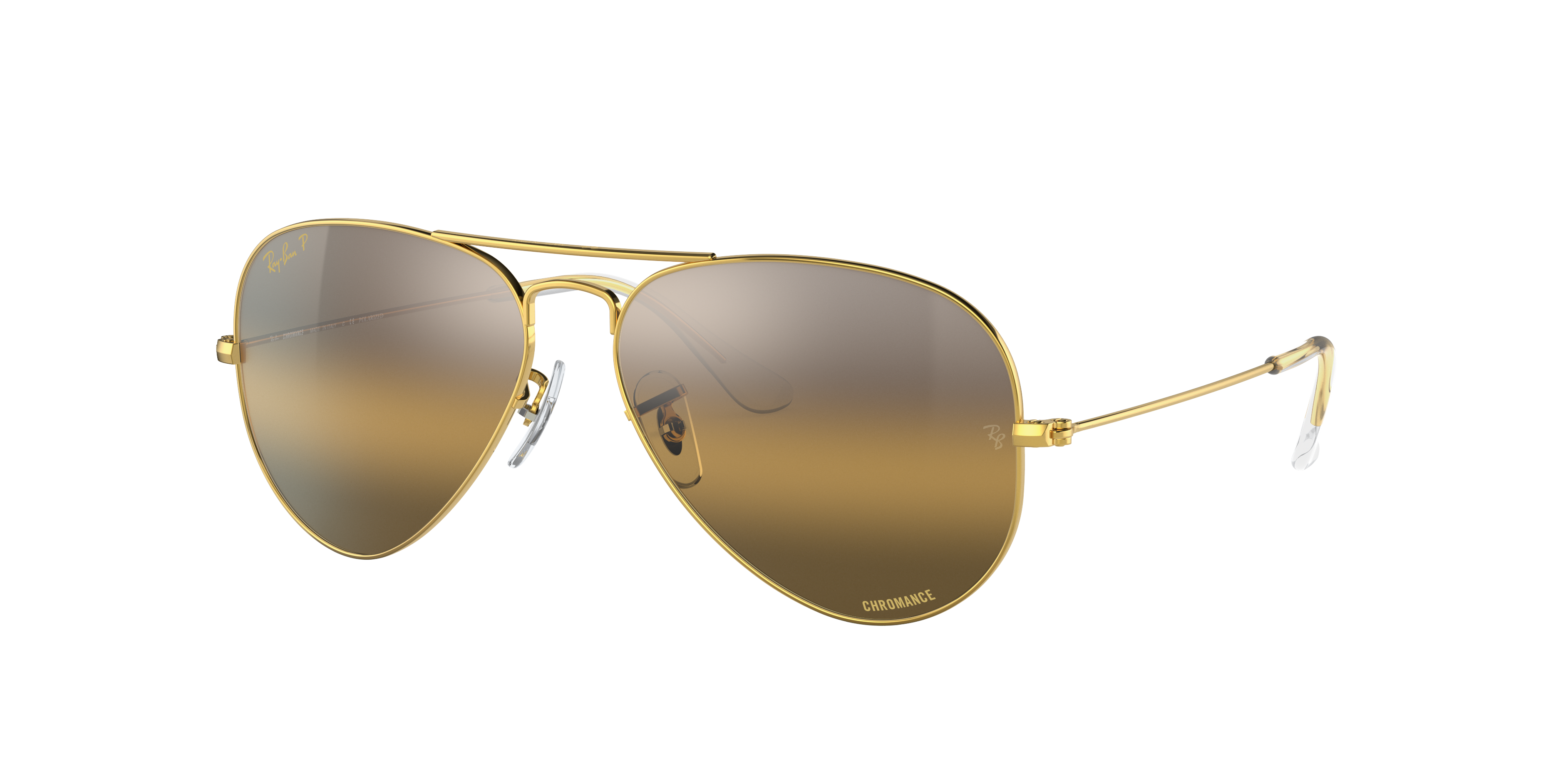 Aviator Chromance Sunglasses in Gold and Silver Brown Chromance 