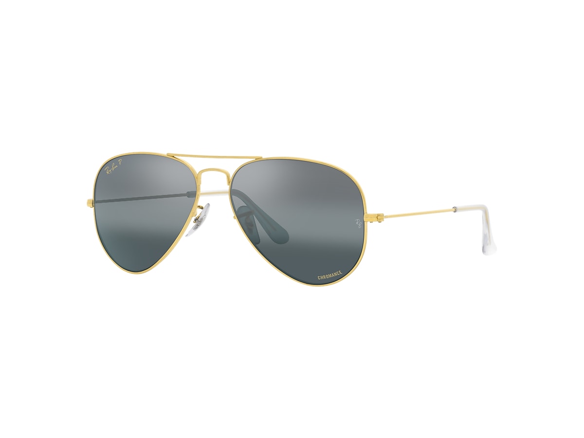 Occhiali da Sole AVIATOR CHROMANCE in Oro e Argento/Blu - RB3025