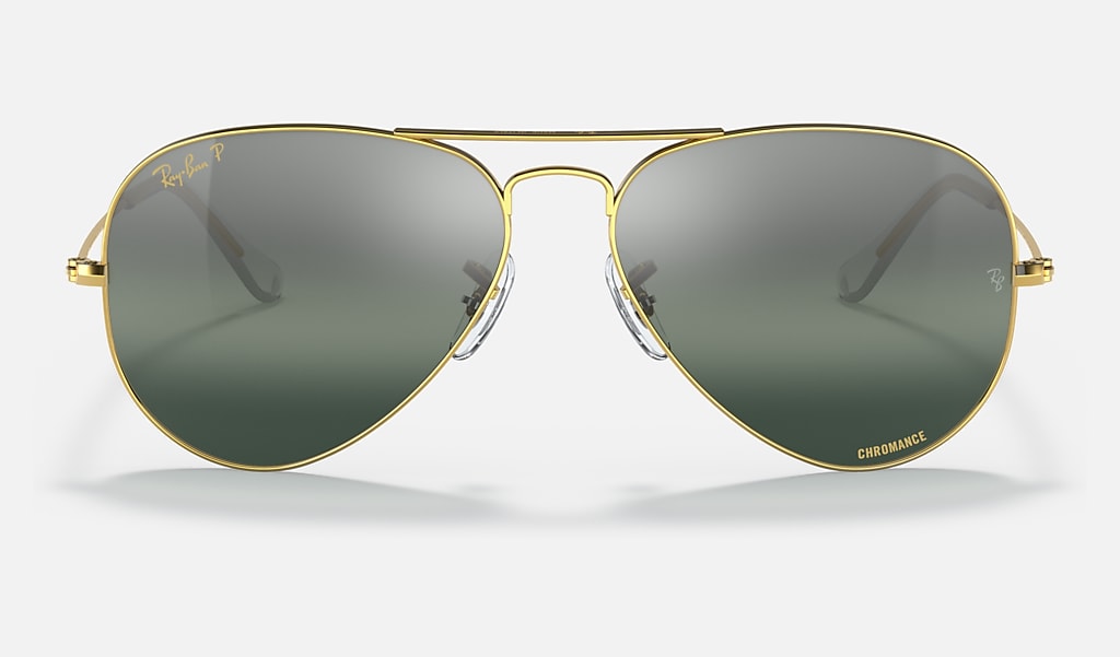 Aviator Chromance Sunglasses in Gold and Silver/Blue | Ray-Ban®