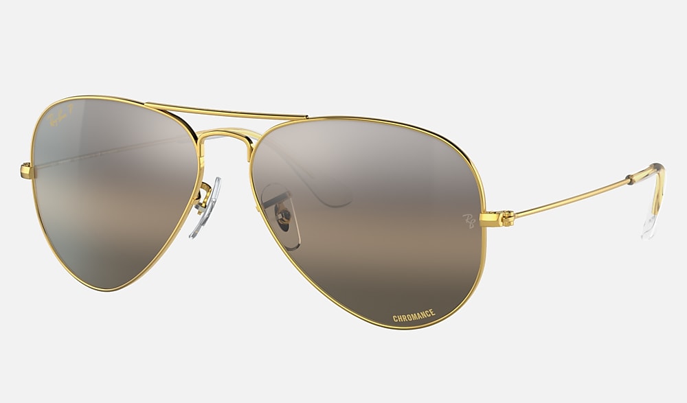 AVIATOR CHROMANCE Sunglasses in Gold and Grey - RB3025 | Ray-Ban®