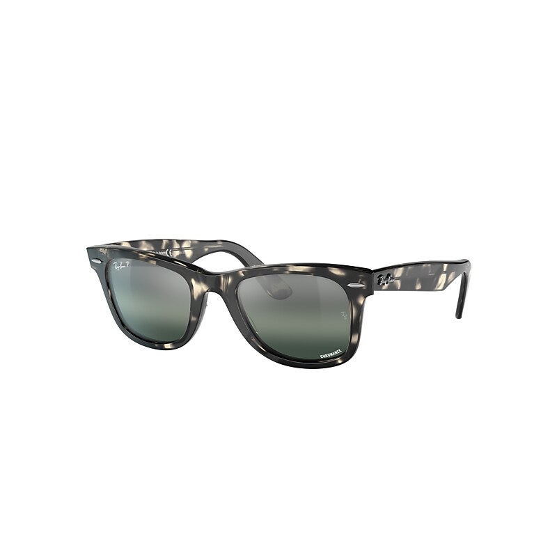 Ray-Ban Original Wayfarer Chromance Sunglasses Grey Havana Frame Silver Lenses Polarized 52-22