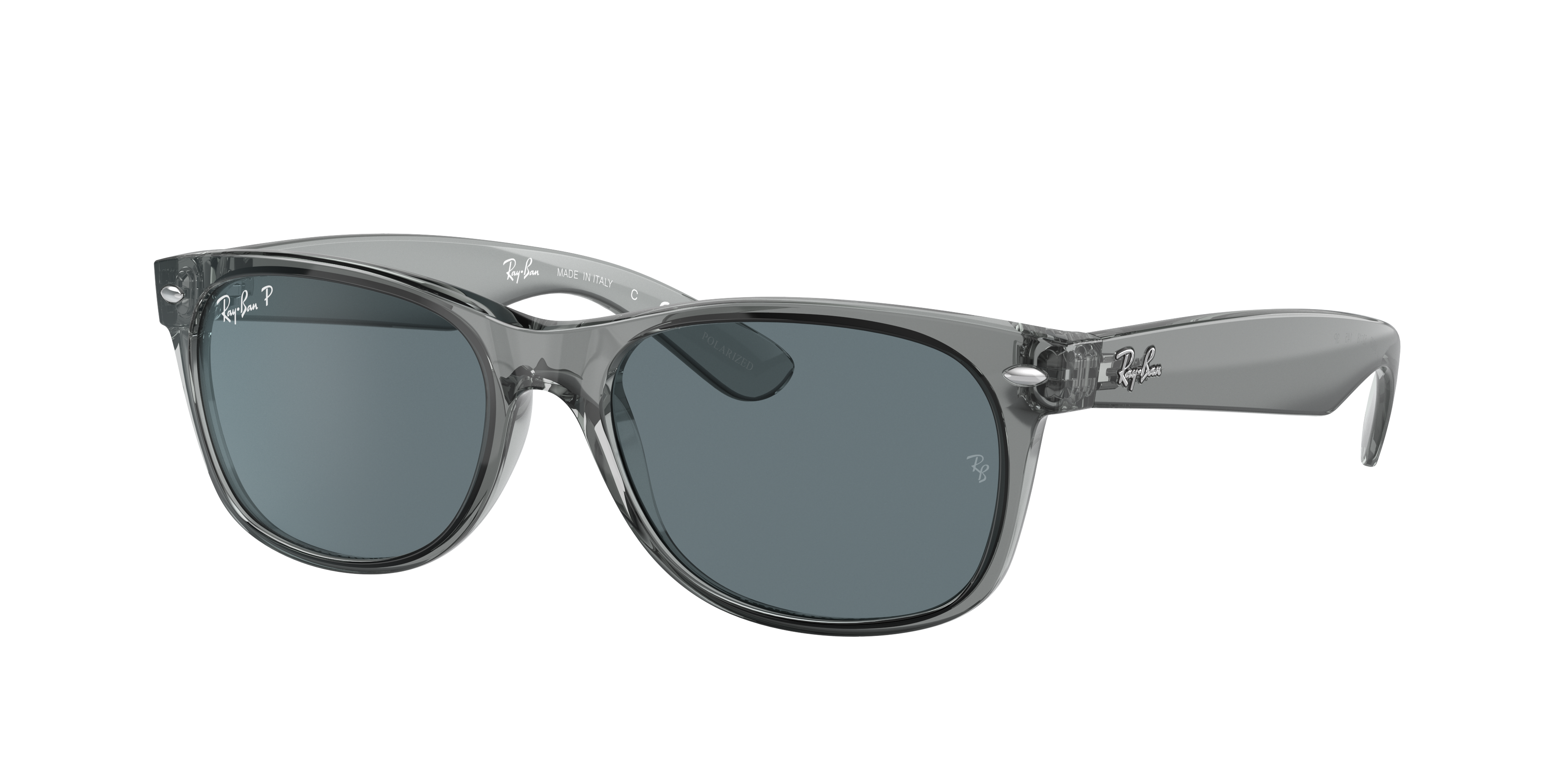 knoop Plakken Intensief New Wayfarer Classic Sunglasses in Transparent Grey and Blue | Ray-Ban®