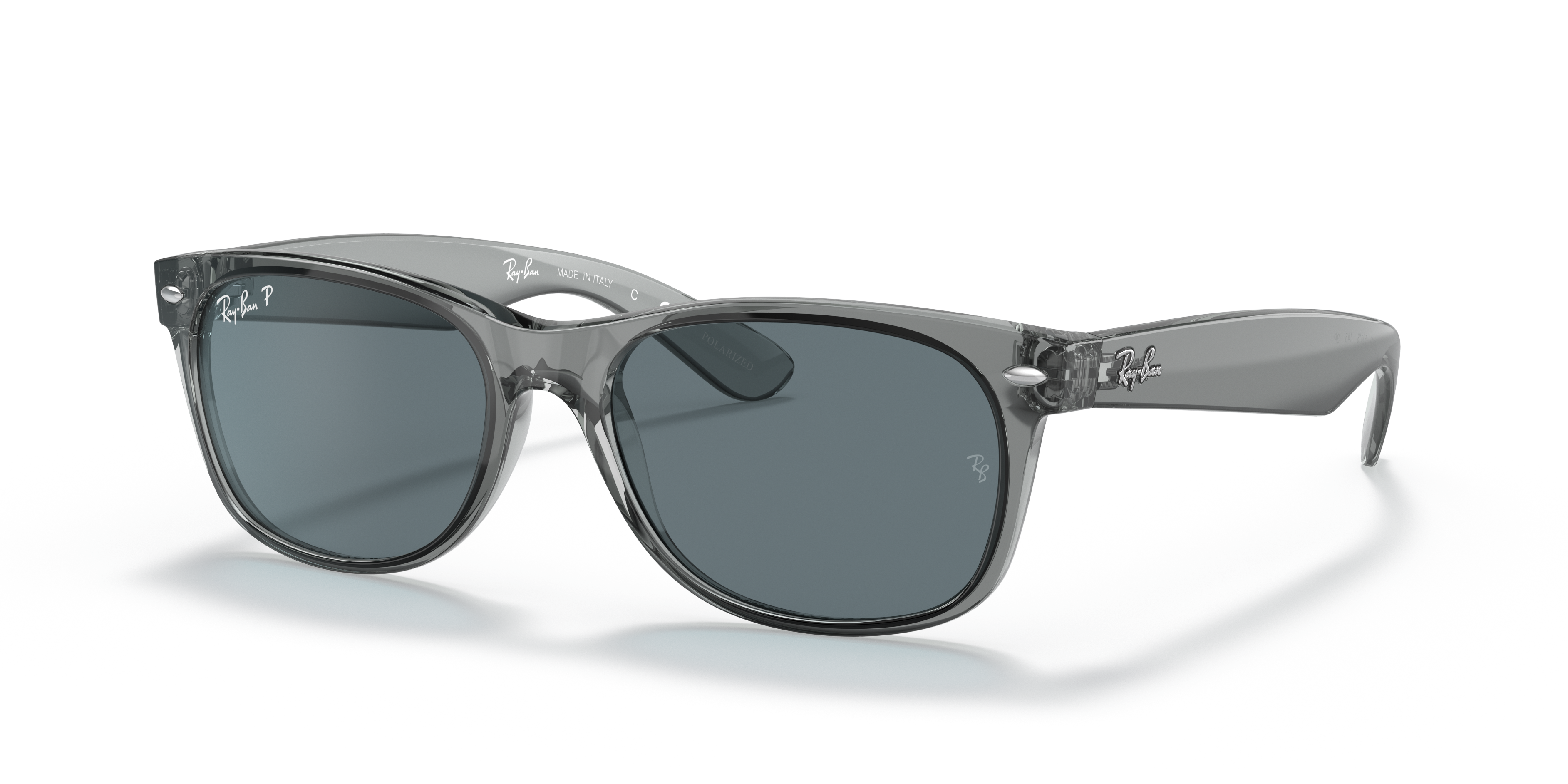 New Wayfarer Classic Sunglasses in Transparent Grey and Blue | Ray 