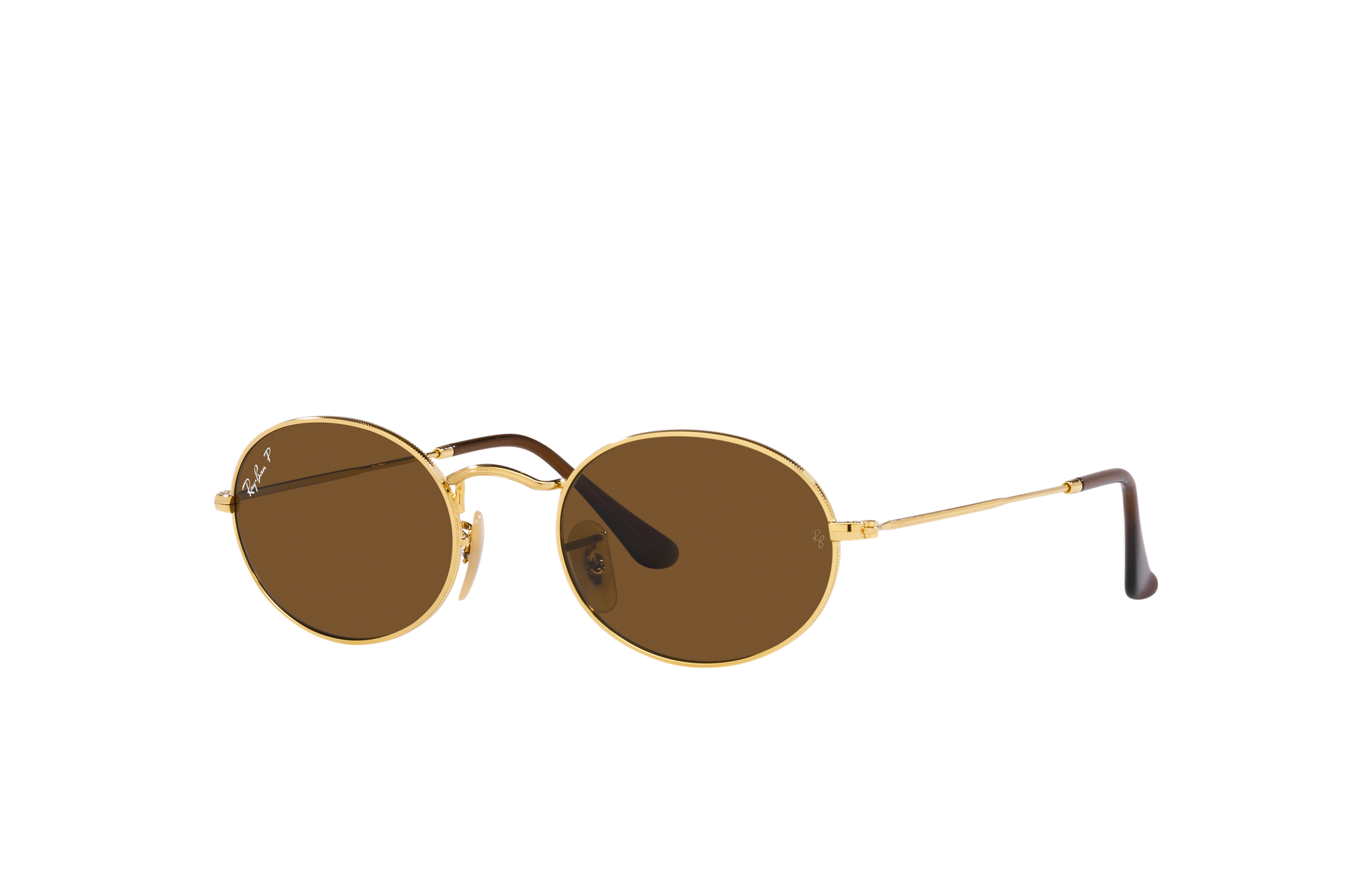 ray ban oval sunglasses in gold