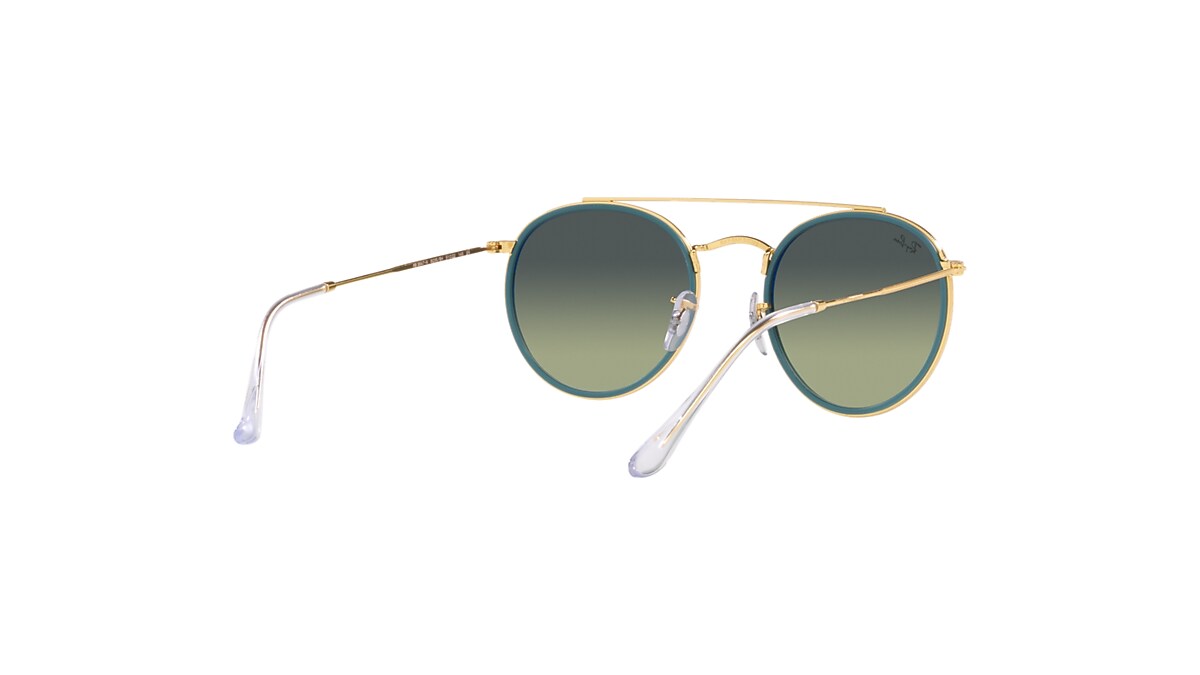 RB240 ゴールドカラー ROUND DOUBLE BRIDGE Sunglasses in Gold and Green Vintage