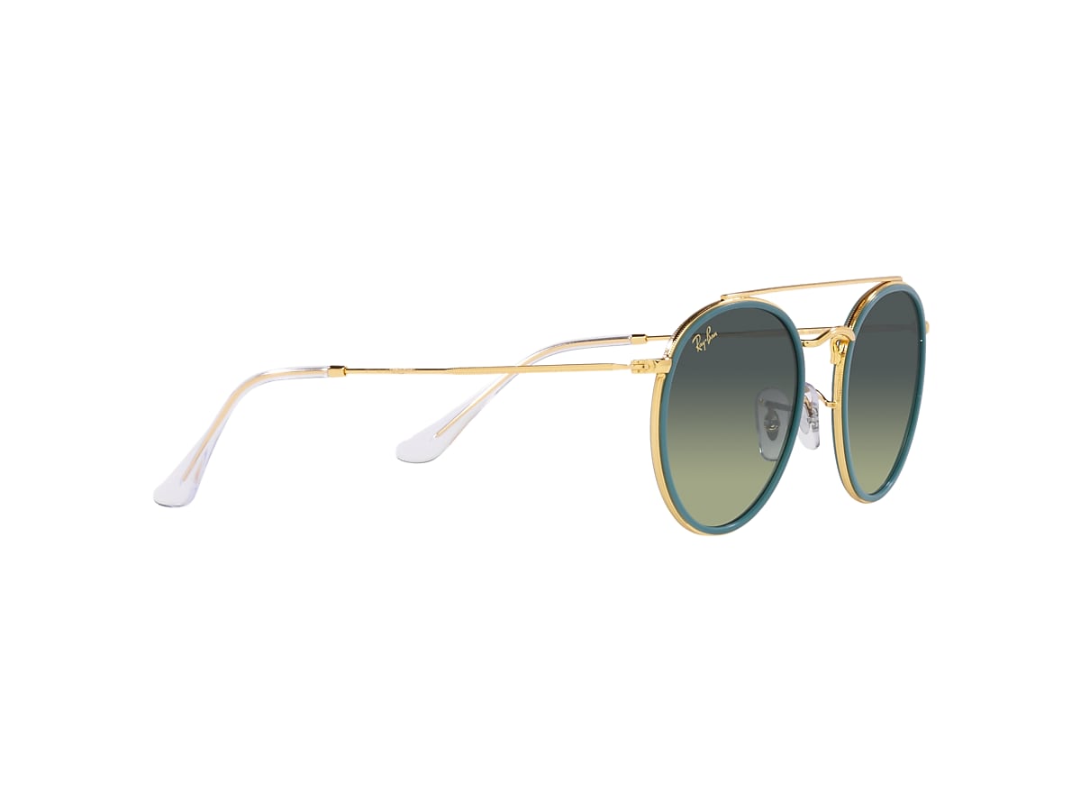 Ray-Ban Sunglasses Round Double Bridge Gold Frame Green Lenses