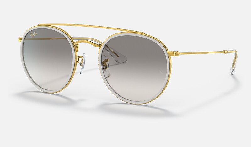 ROUND DOUBLE BRIDGE Sunglasses in Gold and Grey - RB3647N | Ray