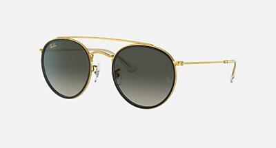 ROUND DOUBLE BRIDGE Sunglasses in Arista Gold and G-15 Green  display picture 2