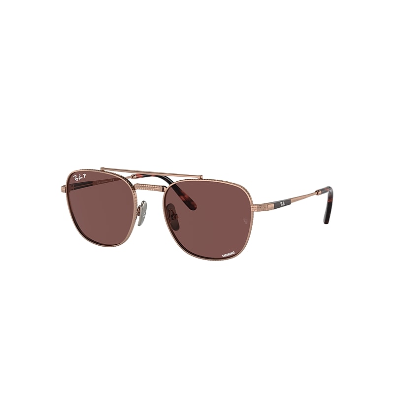 Ray-Ban Frank II Titanium Sunglasses Rose Gold Frame Violet Lenses Polarized 54-20