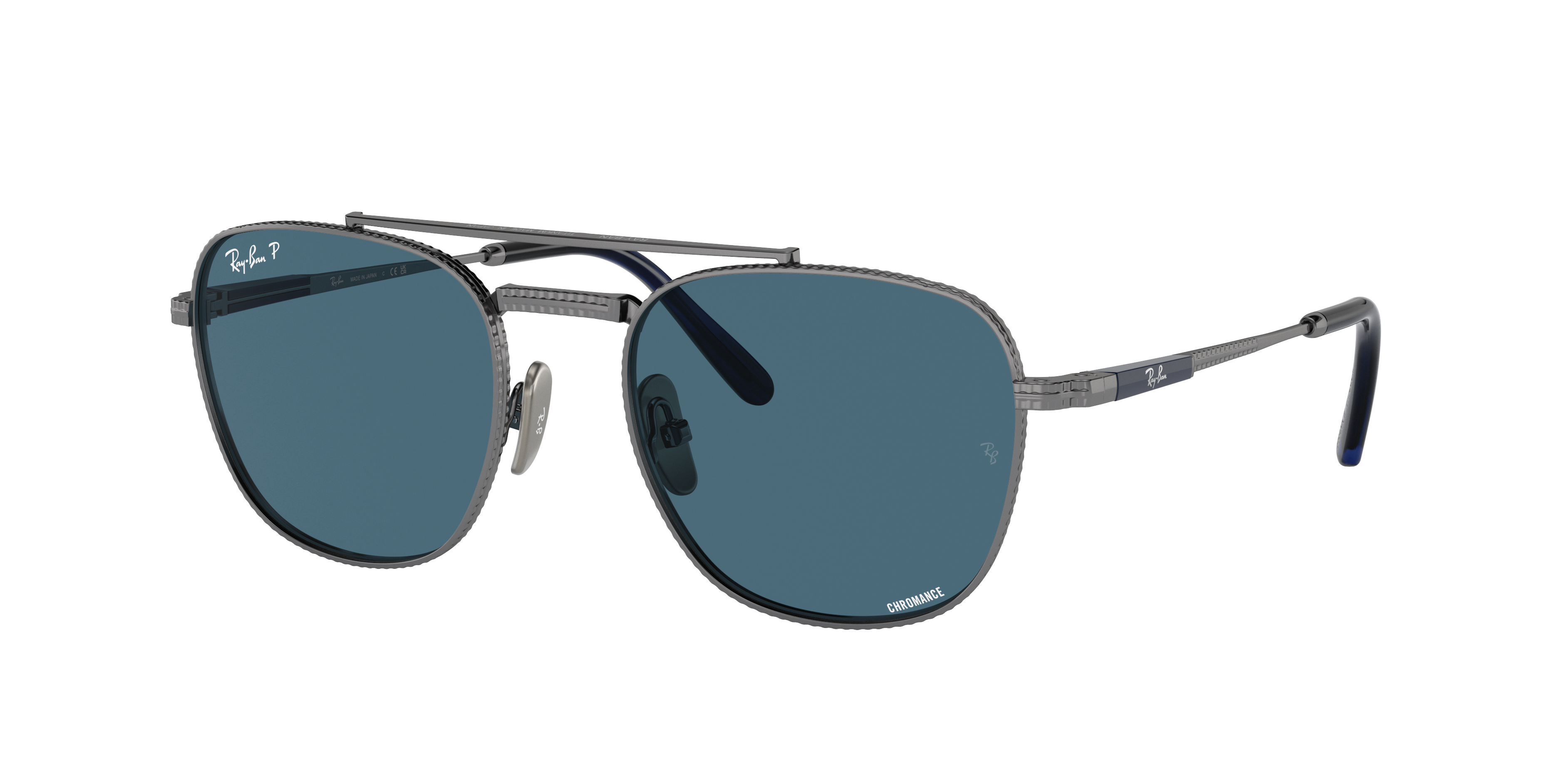 Frank Ii Titanium Sunglasses in Gunmetal and Blue | Ray-Ban®
