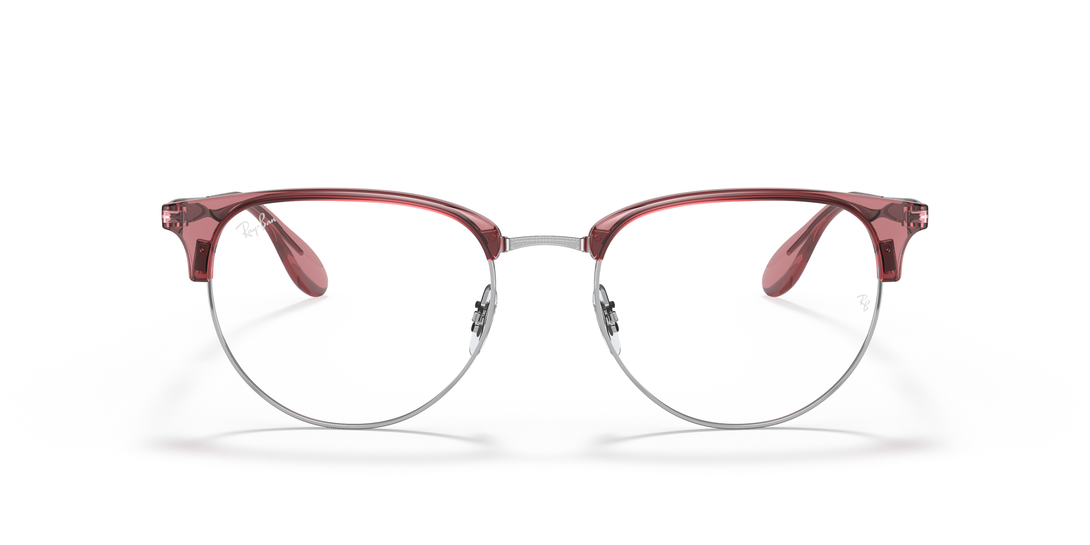 Rb6396 Optics Eyeglasses with Transparent Red On Silver Frame 