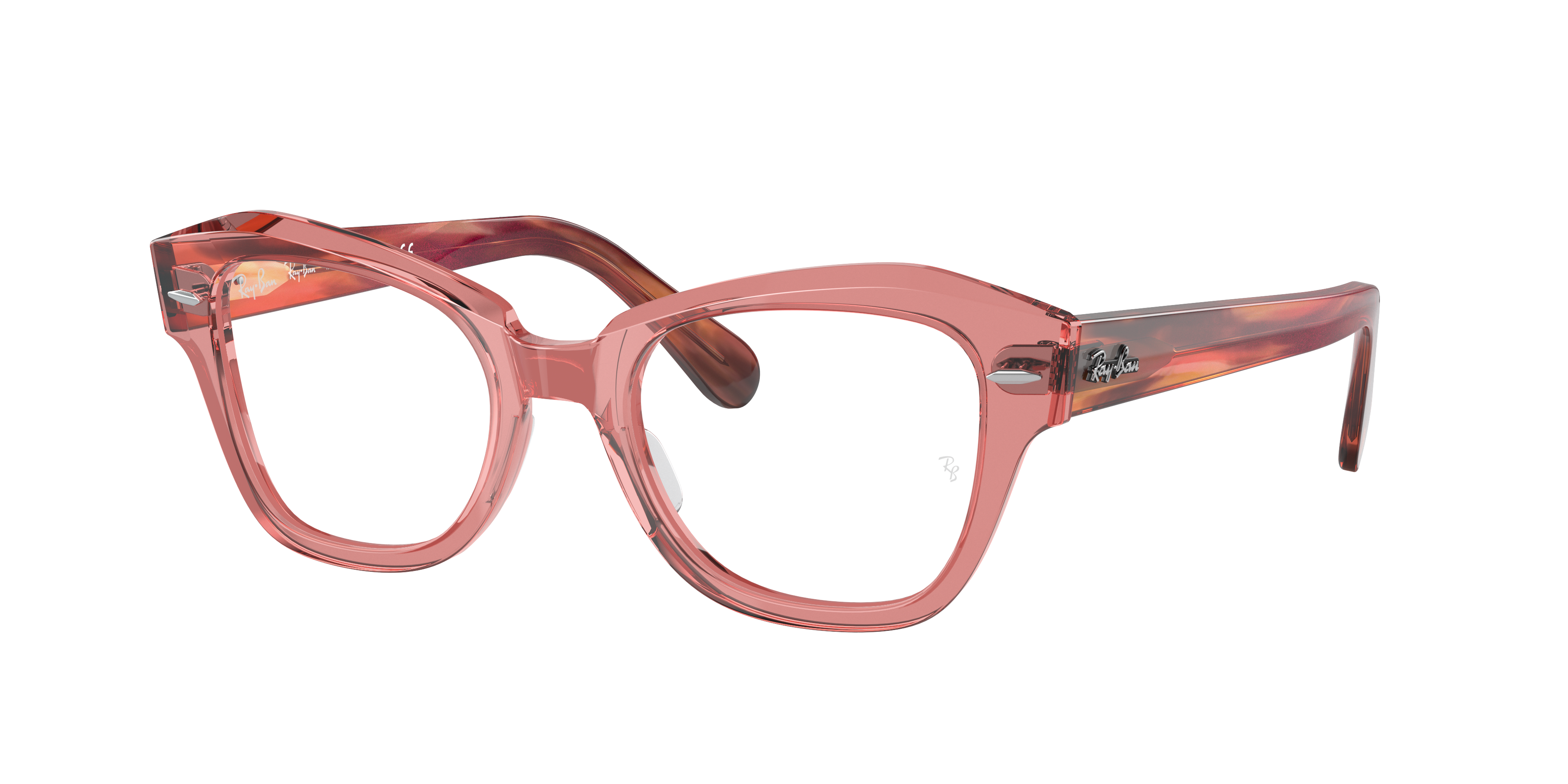 State Street Optics Eyeglasses with Transparent Pink Frame | Ray-Ban®