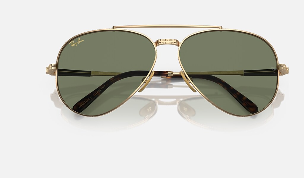 Aviator Ii Titanium Sunglasses in Gold and Green | Ray-Ban®