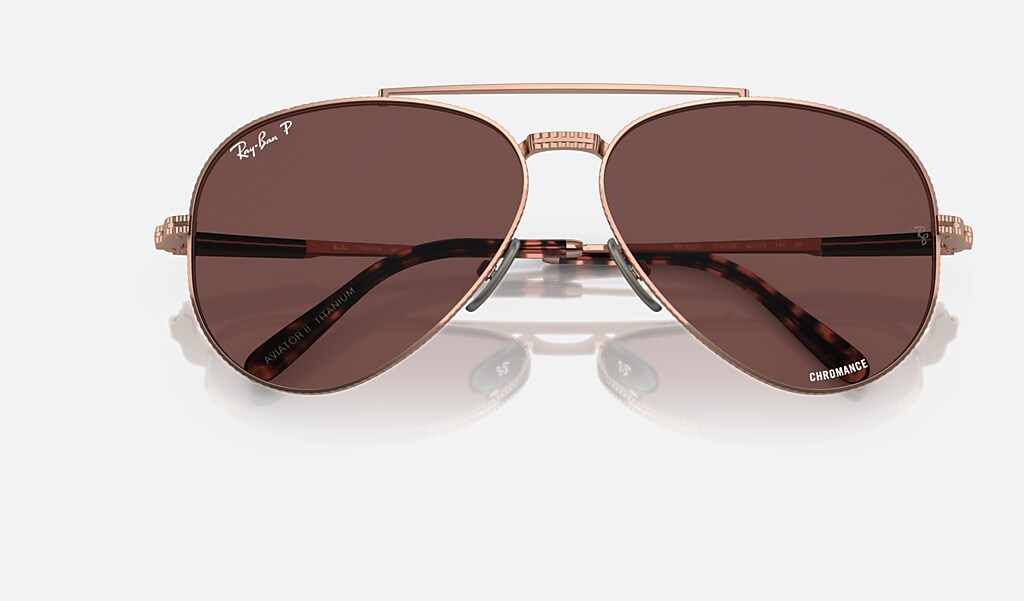 Aviator Ii Titanium Sunglasses in Rose Gold and Dark Violet | Ray-Ban®