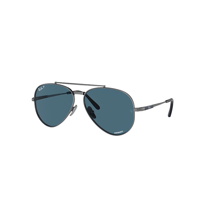 Ray-Ban Aviator II Titanium Sunglasses Gunmetal Frame Blue Lenses Polarized 58-14 product image
