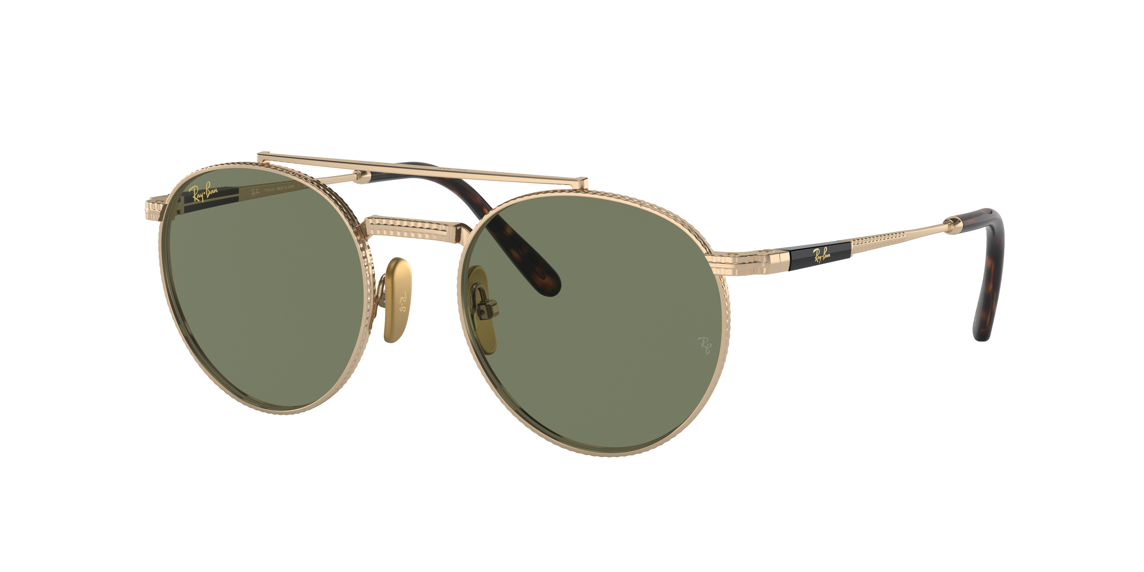 Round Ii Titanium Sunglasses in Gold and Green | Ray-Ban®
