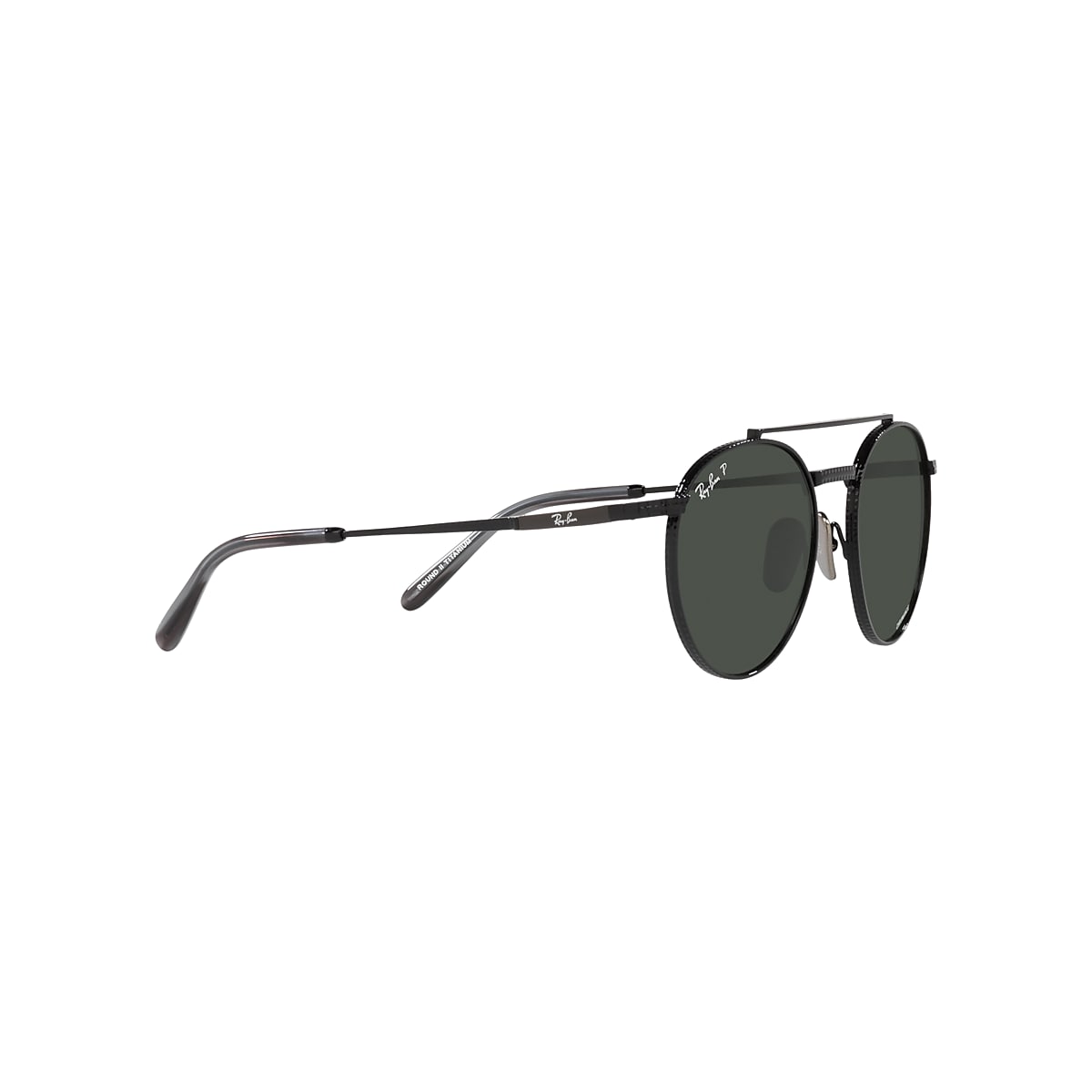 Ray-Ban Round II Titanium Sunglasses Black Frame Grey Lenses Polarized 50-20