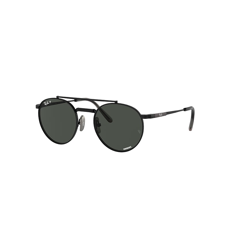 Ray Ban Round Ii Titanium Sunglasses Black Frame Grey Lenses Polarized 50-20