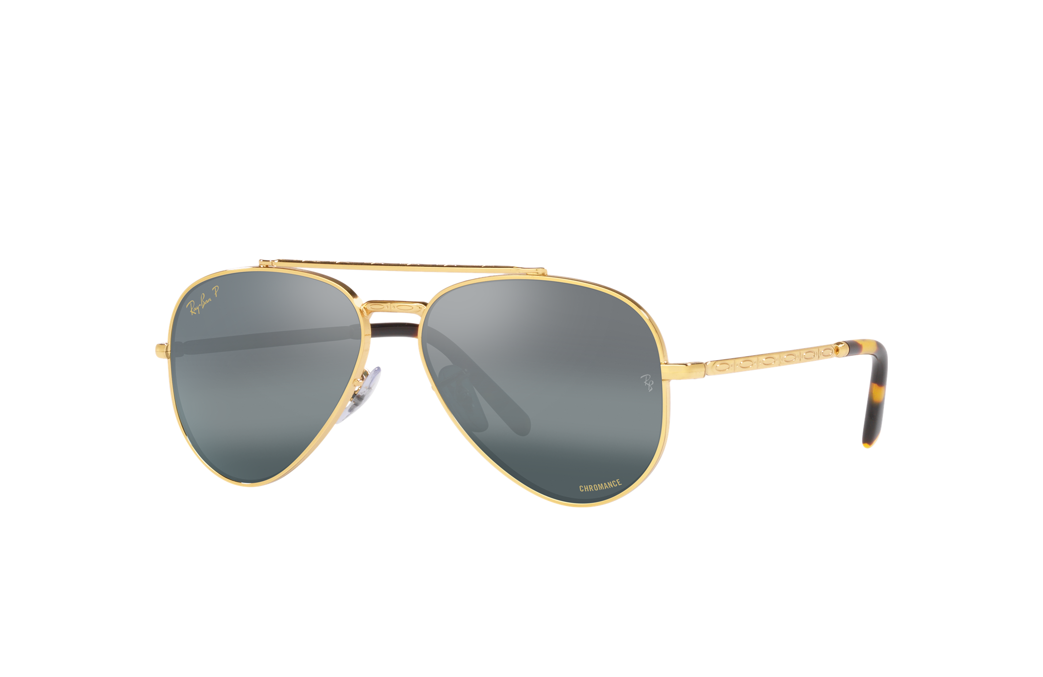 New Aviator Occhiali da Sole Legend Gold in Silver/Blue Chromance | Ray-Ban®