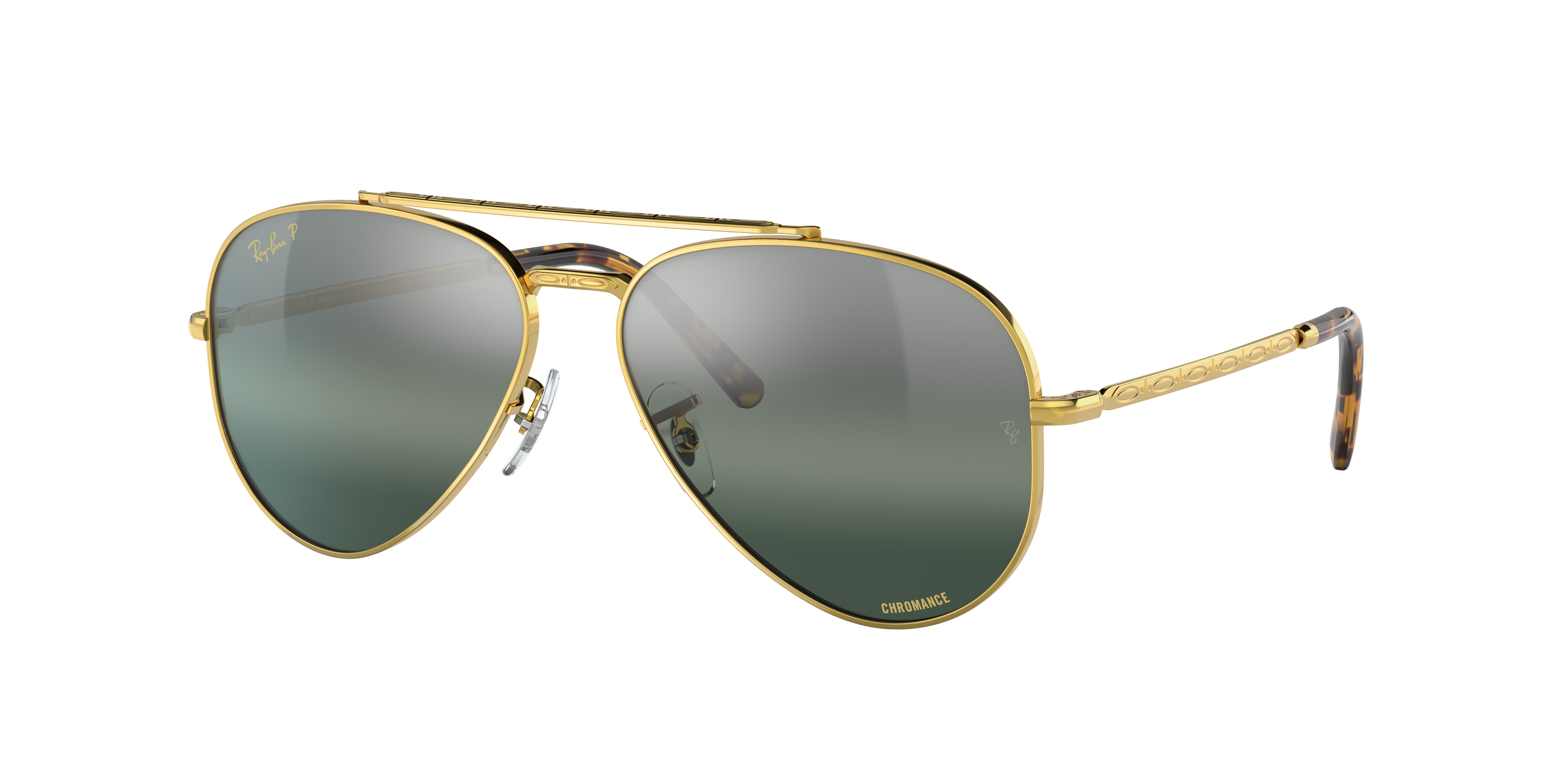 Parasiet Verward historisch New Aviator Sunglasses in Gold and Silver/Blue | Ray-Ban®