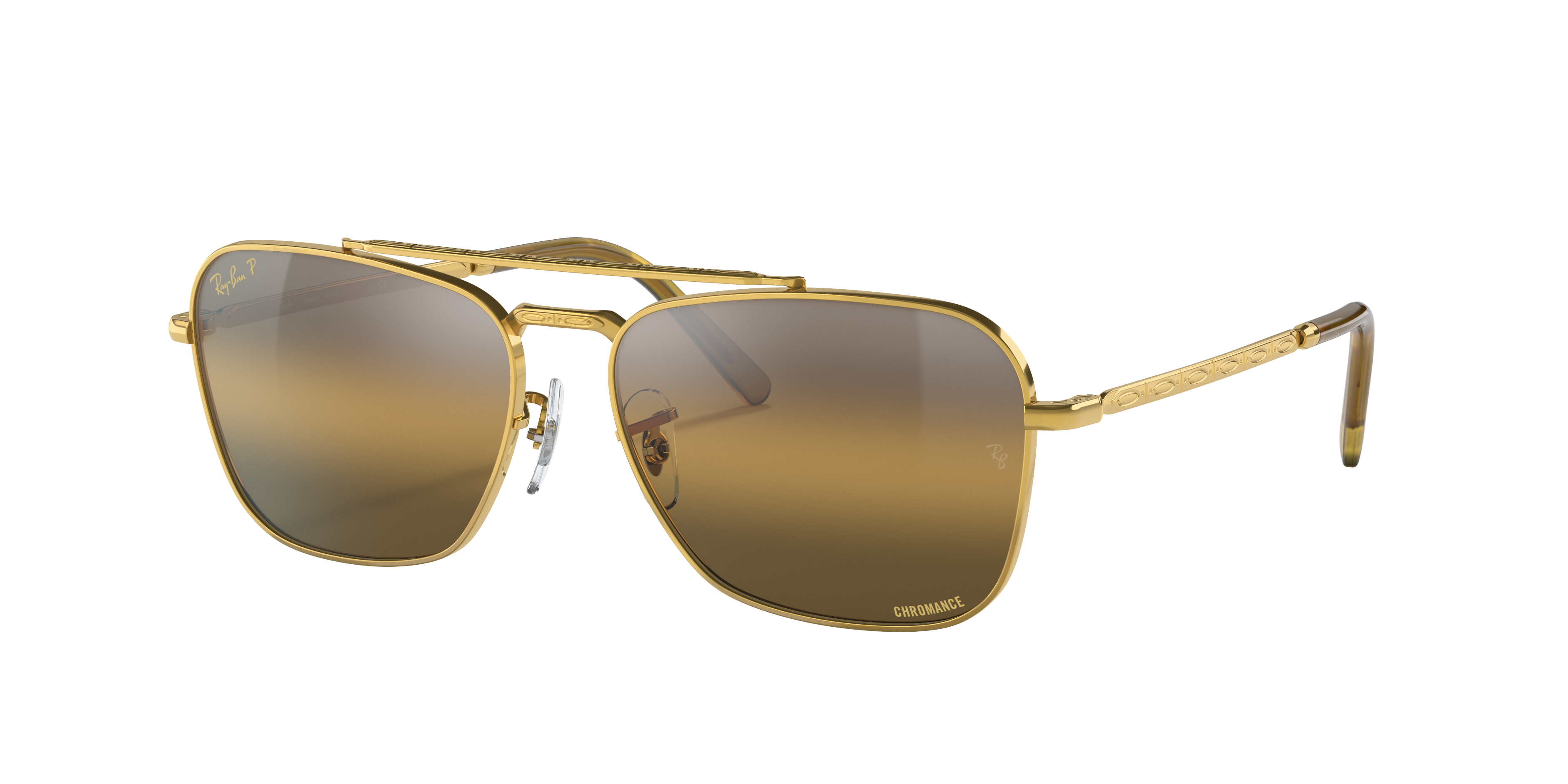 voorbeeld Praten scherp New Caravan Sunglasses in Gold and Silver/Brown | Ray-Ban®