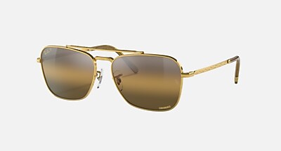 【希少】Ray-Ban NEW CARAVAN ゴールドフレーム　USA製 Gold Sunglasses in Silver & Brown Polarized+ and NEW CARAVAN