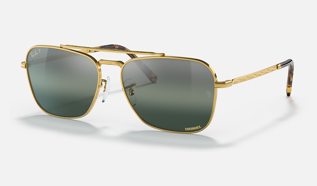 New Caravan Sunglasses in Gold and Silver/Blue | Ray-Ban®