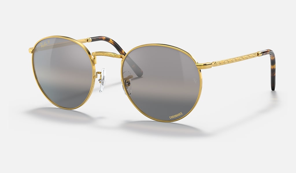 New Round Sunglasses in Gold and Silver/Grey | Ray-Ban®
