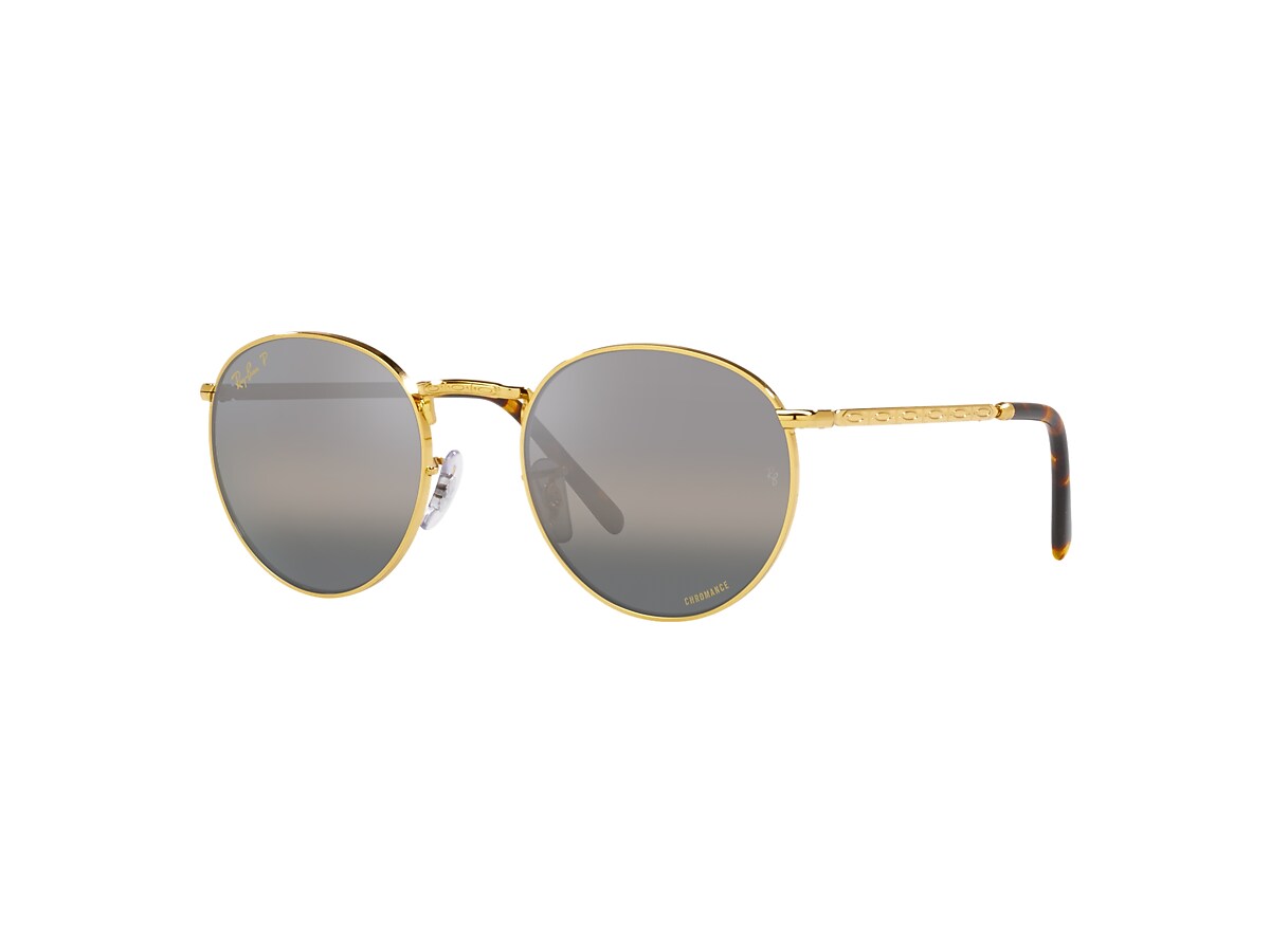 NEW ROUND Sunglasses in Gold and Silver/Grey - Ray-Ban