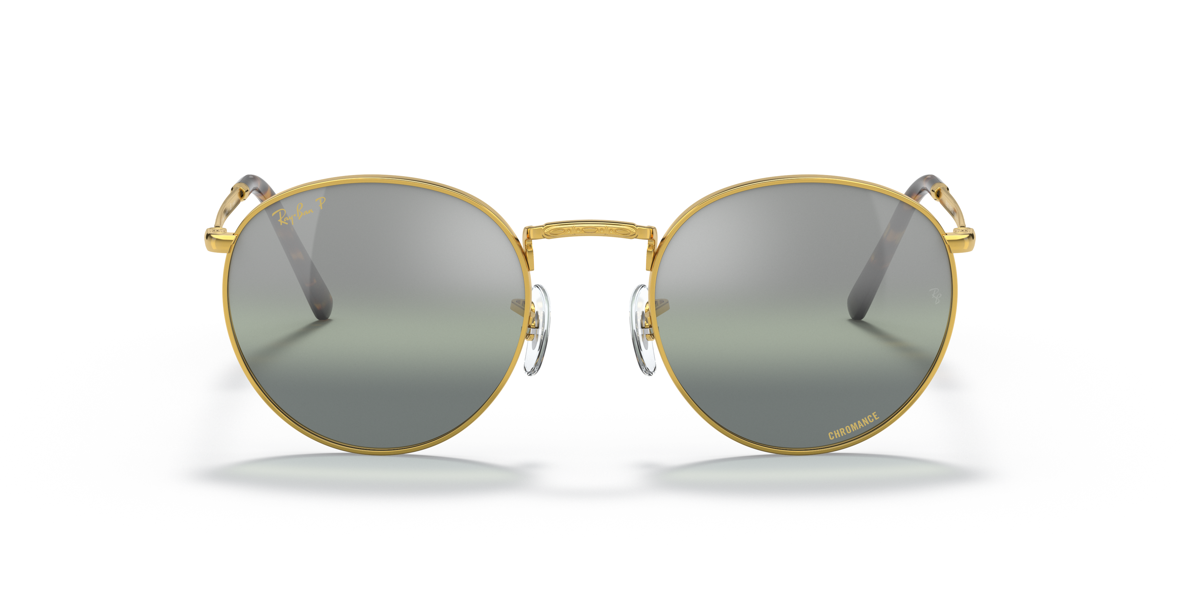 gold and green round ray bans