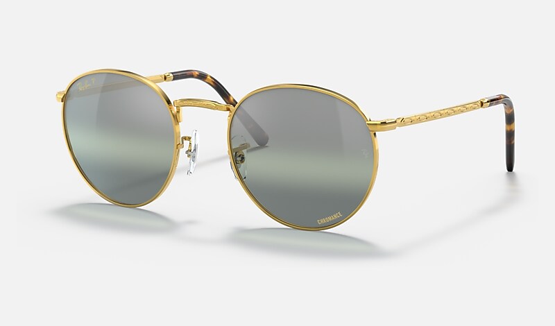 NEW ROUND Sunglasses in Gold and Silver/Green - RB3637 | Ray-Ban® US