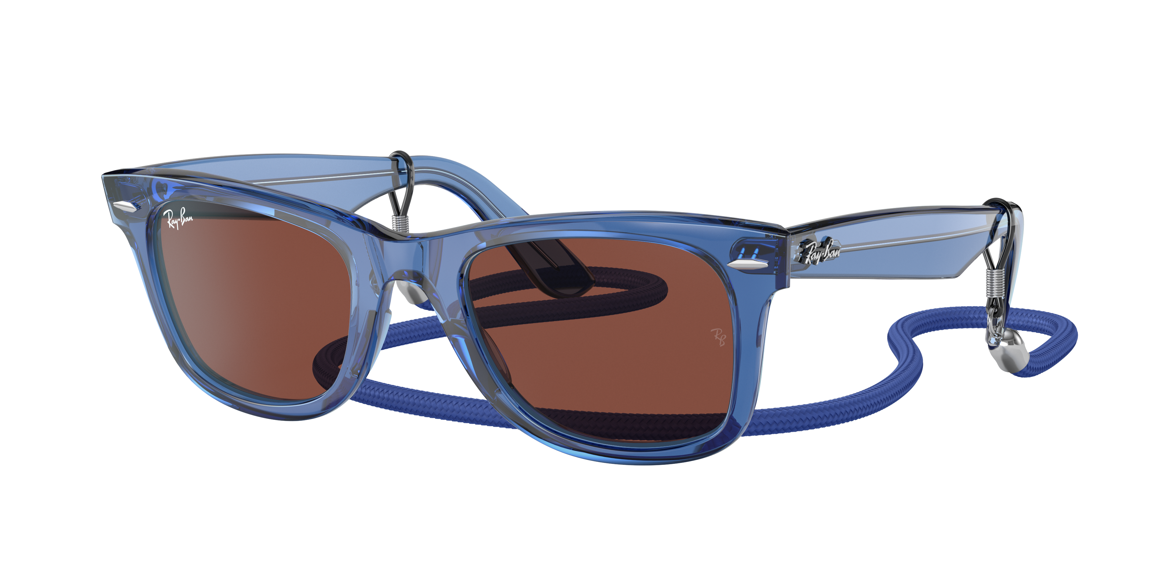 Circulaire lepel kussen Original Wayfarer Colorblock Sunglasses in Transparent Blue and Red | Ray- Ban®