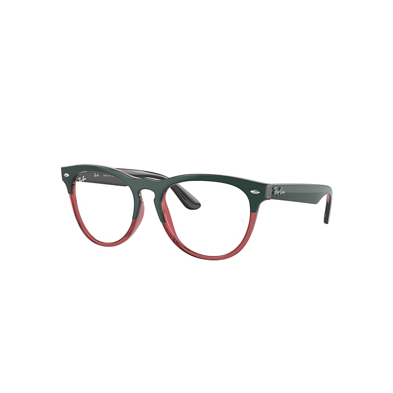 Ray Ban Iris Optics Eyeglasses Dark Green On Transparent Light Red Frame Clear Lenses Polarized 54-18 In Dark Green On Transparent Light Red