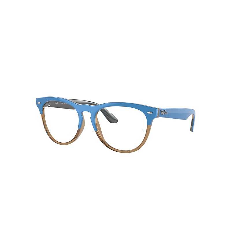 Ray-Ban Iris Optics Eyeglasses Azure On Transparent Light Brown Frame Clear Lenses Polarized 51-18