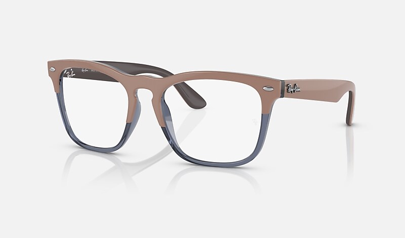 STEVE OPTICS Eyeglasses with Beige On Transparent Dark Blue Frame