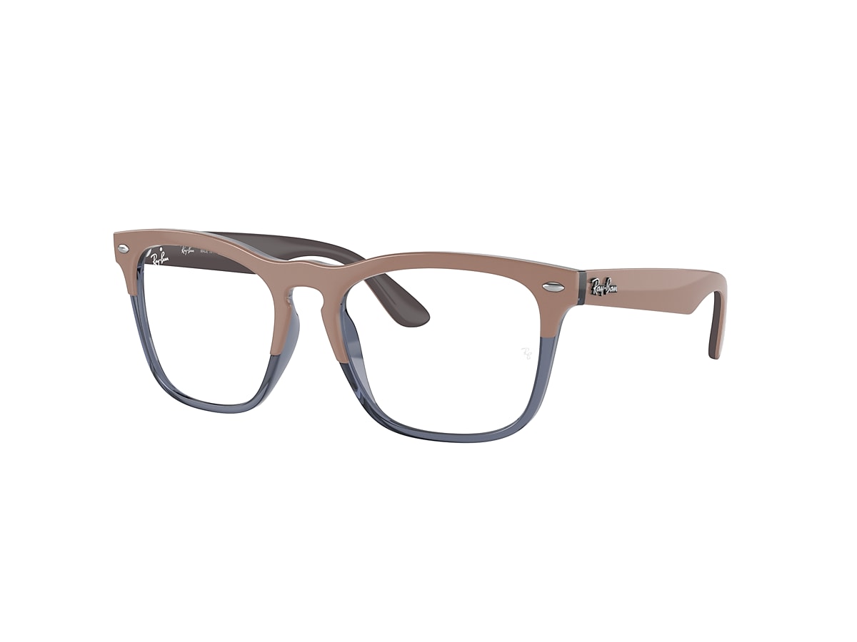 STEVE OPTICS Eyeglasses with Beige On Transparent Dark Blue Frame