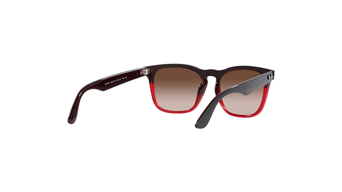 Ray-Ban Steve Sunglasses Grey On Transparent Red Frame Brown Lenses 54-18