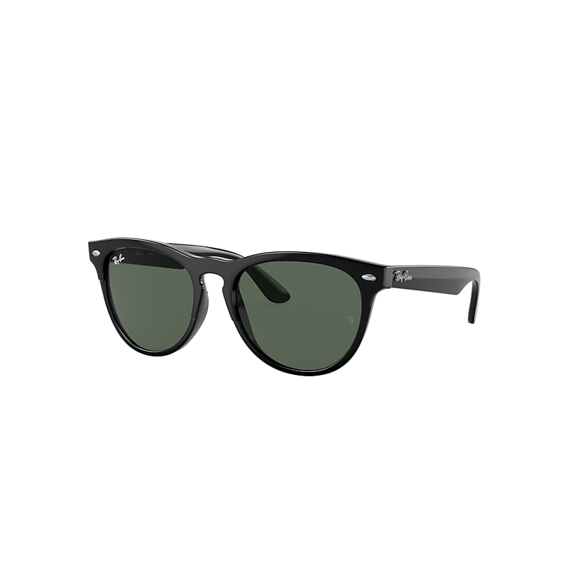 Shop Ray Ban Iris Sunglasses Black Frame Green Lenses 54-18