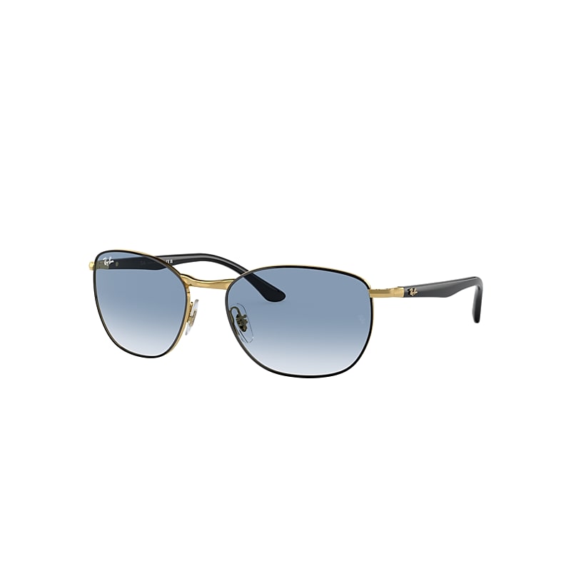 Shop Ray Ban Rb3702 Sunglasses Black Frame Blue Lenses 57-18