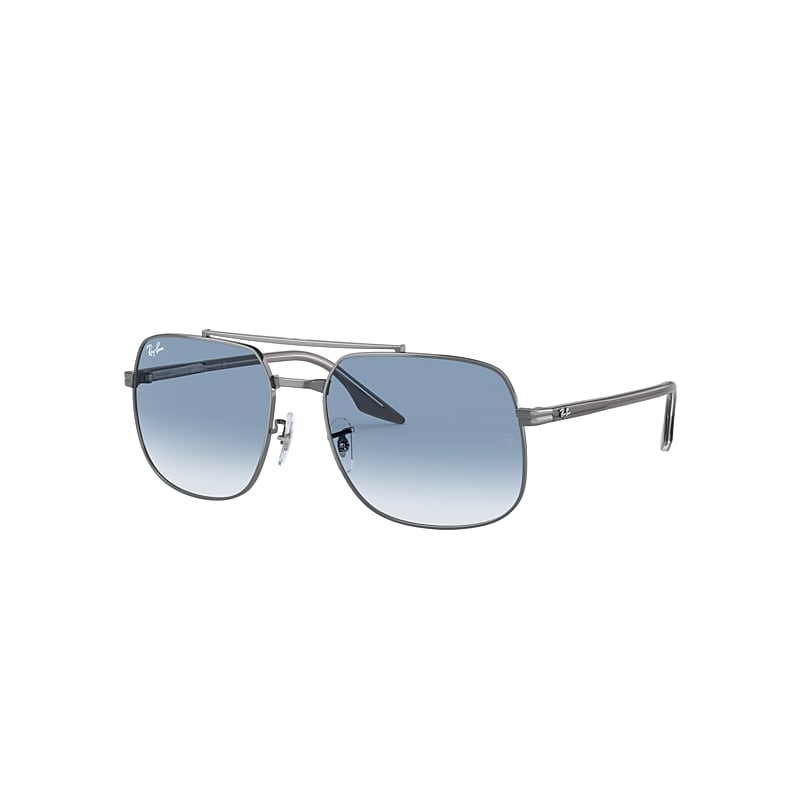Shop Ray Ban Rb3699 Sunglasses Grey On Transparent Frame Blue Lenses 56-18
