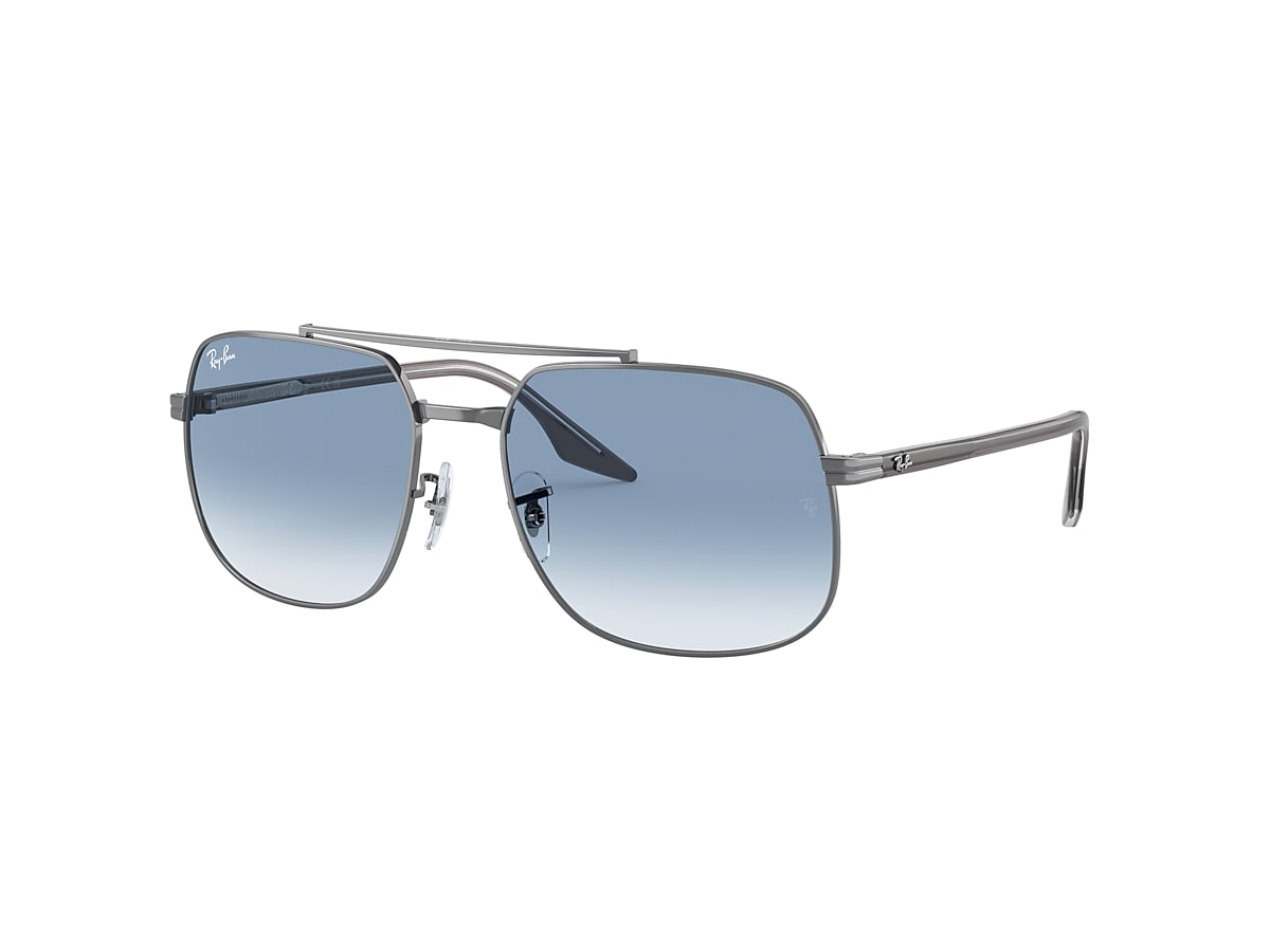 Ray-Ban Rb3699 Sunglasses Grey On Transparent Frame Blue Lenses 56-18