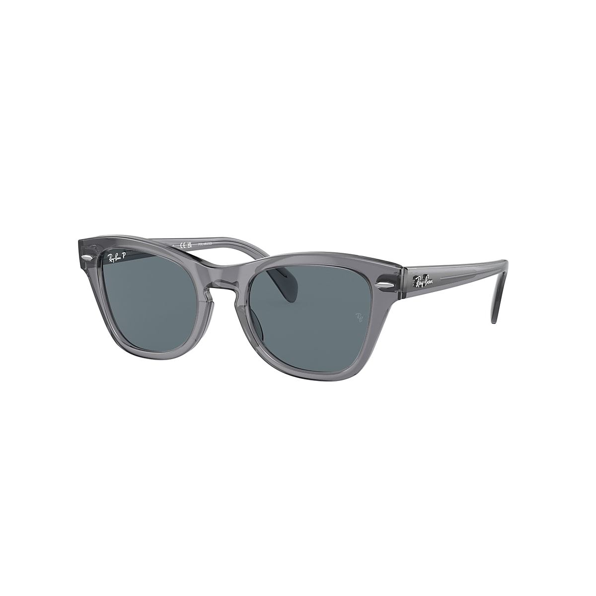 Ray-Ban Rb0707s Sunglasses Transparent Grey Frame Blue Lenses Polarized  53-21