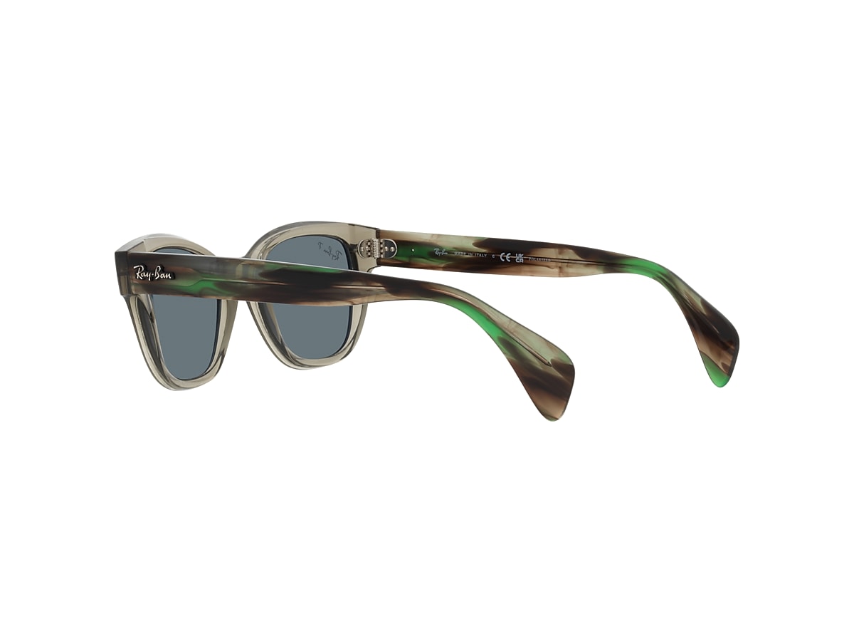 Ray-Ban Rb0880s Sunglasses Striped Green Havana Frame Blue Lenses Polarized  49-19