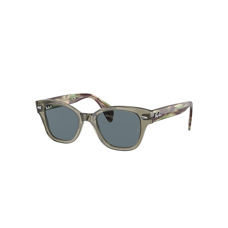 Shop Ray Ban Rb0880s Sunglasses Striped Green Havana Frame Blue Lenses Polarized 49-19