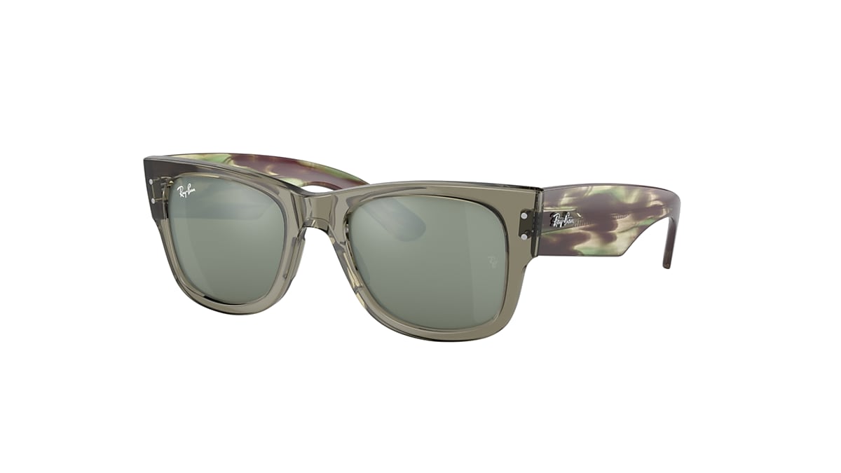 MEGA WAYFARER Sunglasses in Transparent Green and Silver 