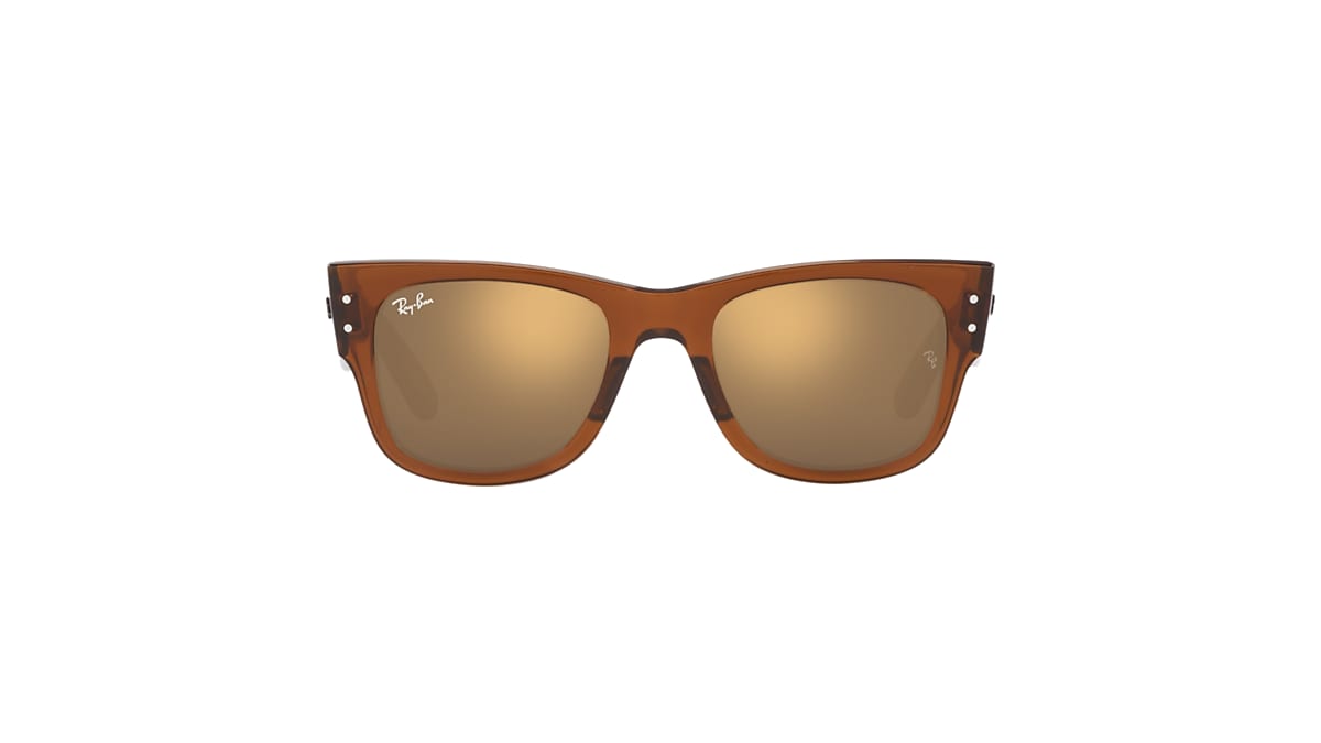 MEGA WAYFARER Sunglasses in Transparent Brown and Gold MEGA WAYFARER Sunglasses in Transparent Brown and Gold