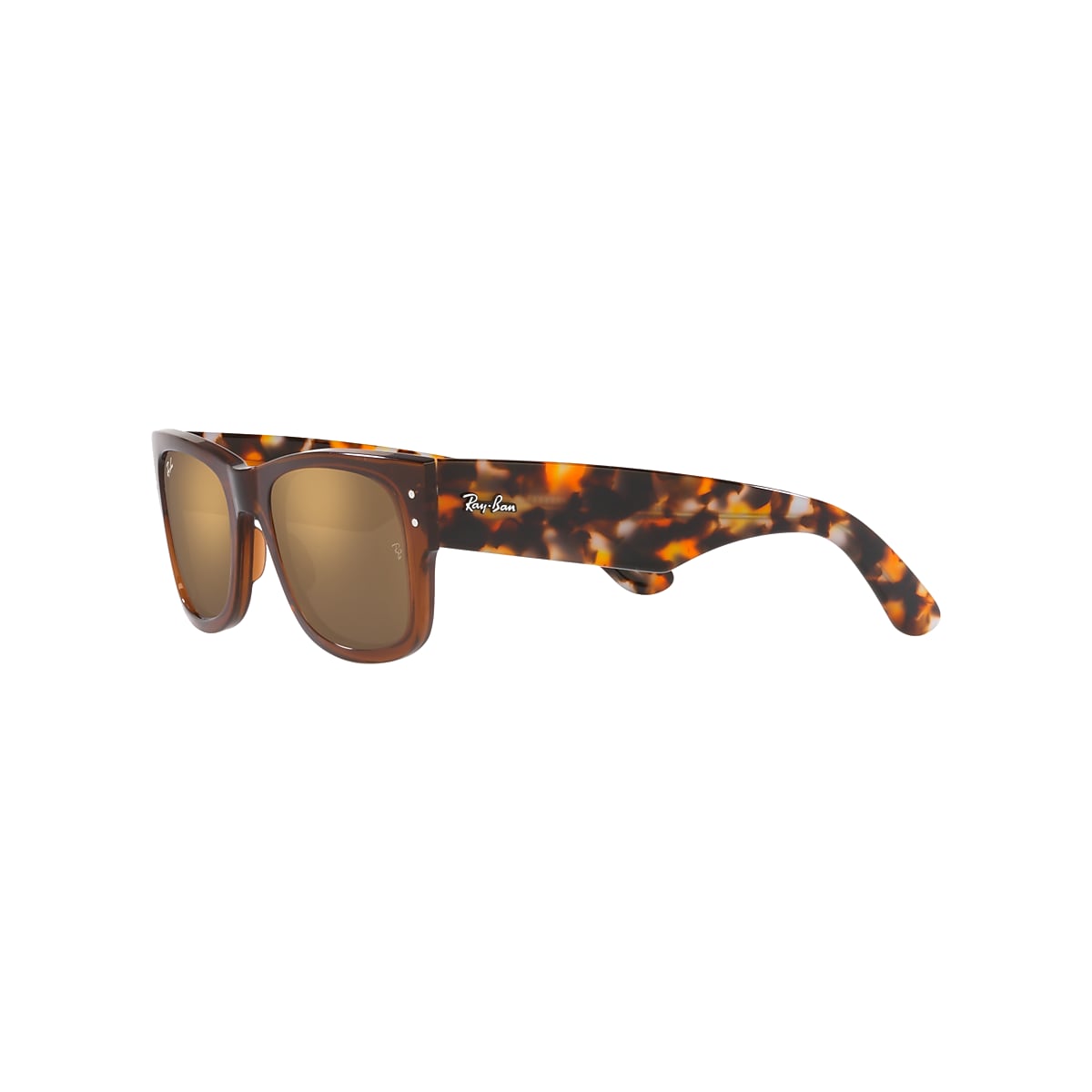 MEGA WAYFARER Sunglasses in Transparent Brown and Gold MEGA WAYFARER Sunglasses in Transparent Brown and Gold