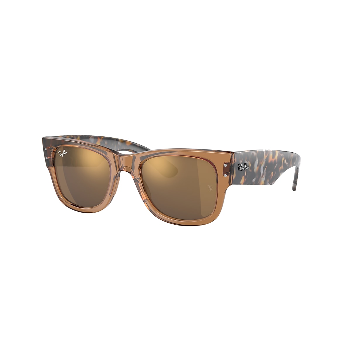 MEGA WAYFARER Sunglasses in Transparent Brown and Gold MEGA WAYFARER Sunglasses in Transparent Brown and Gold