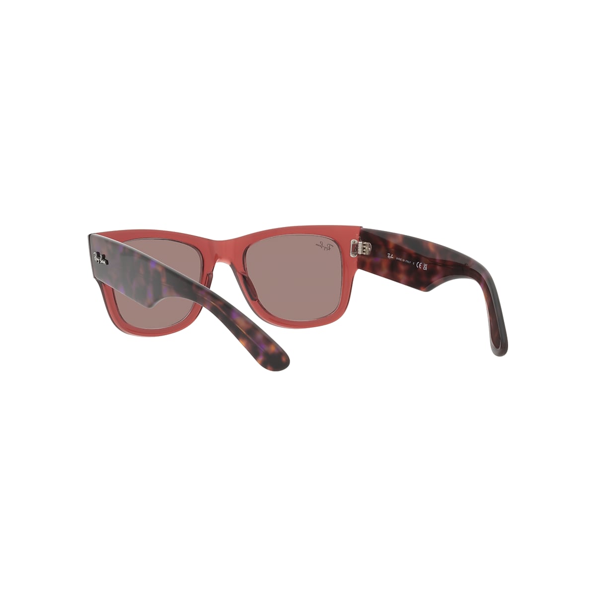 Ray-Ban Mega Wayfarer Sunglasses Striped Pink Havana Frame Red Lenses 51-21