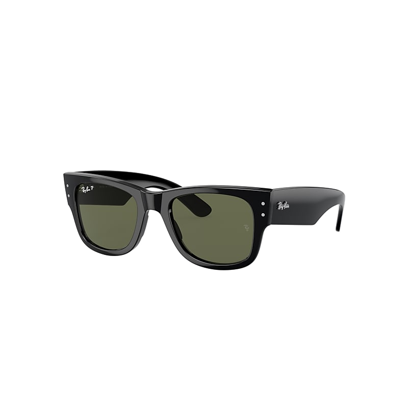 Shop Ray Ban Sunglasses Unisex Mega Wayfarer - Black Frame Green Lenses Polarized 51-21